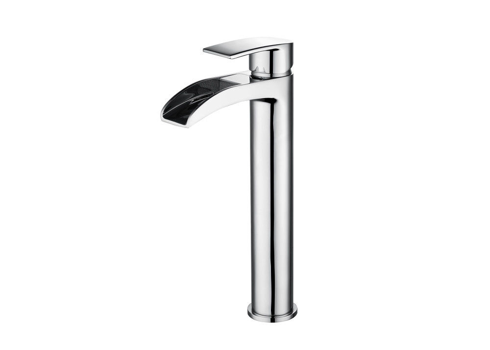 High Rise Basin Mixer Taps Brass Waterfall Sink Mixer Tap With Single Handle